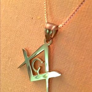Silver Style Freemasonry Masonry Fraternal Masonic Necklace * FREE S/H *